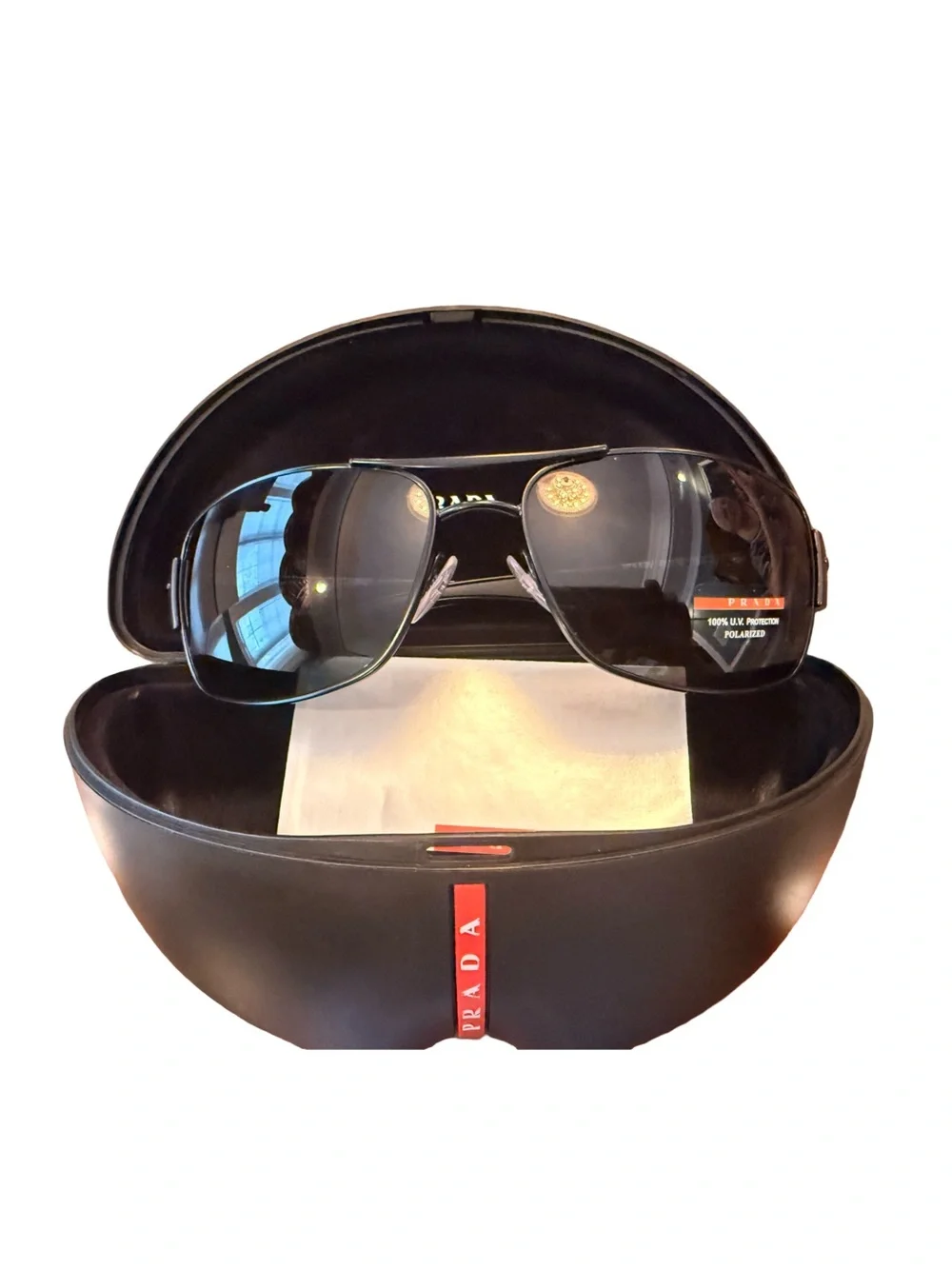 Prada Linea Rossa SPS 53N Polarized Sunglasses Black Red NIB Authentic Luxottica